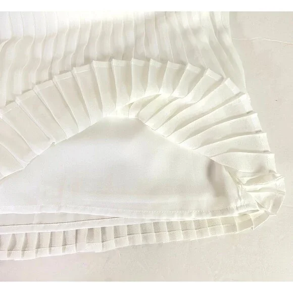 WHBM Tiered Pleats Tank Top Womens Size 14 Off White Black Necktie Lined NWOT - Picture 10 of 15